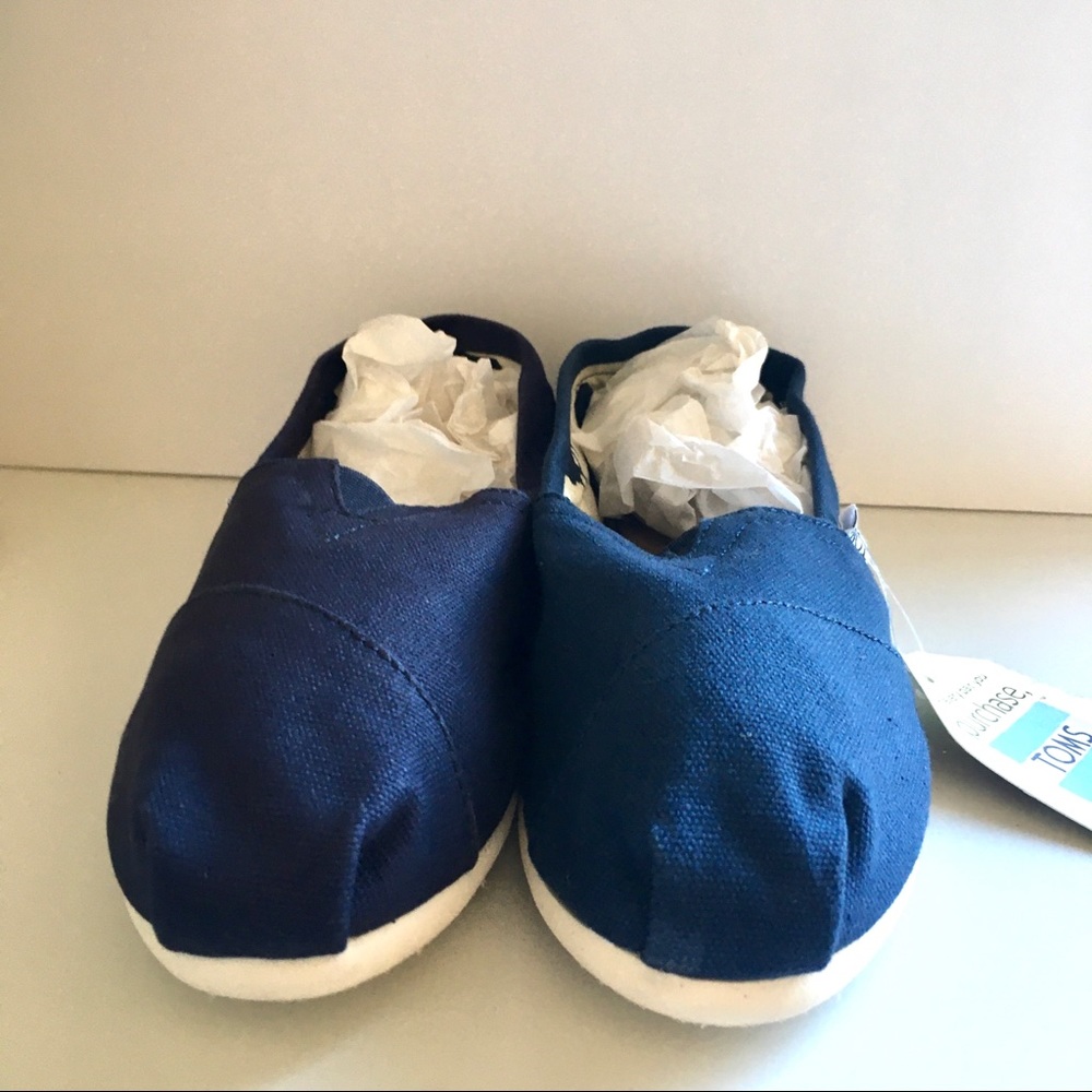Toms Alpargata Navy Canvas Slip On Flats - Picture 6 of 9